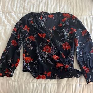 Madewell wrap floral silk blouse